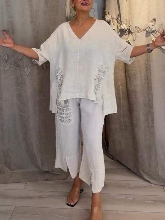 Rosmira – Dwuczęściowy strój letni z szerokimi nogawkami