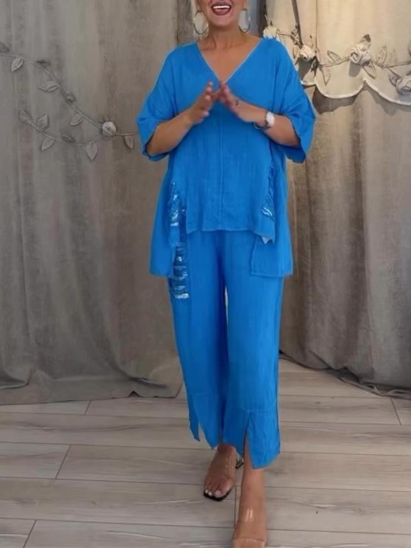 Rosmira – Dwuczęściowy strój letni z szerokimi nogawkami