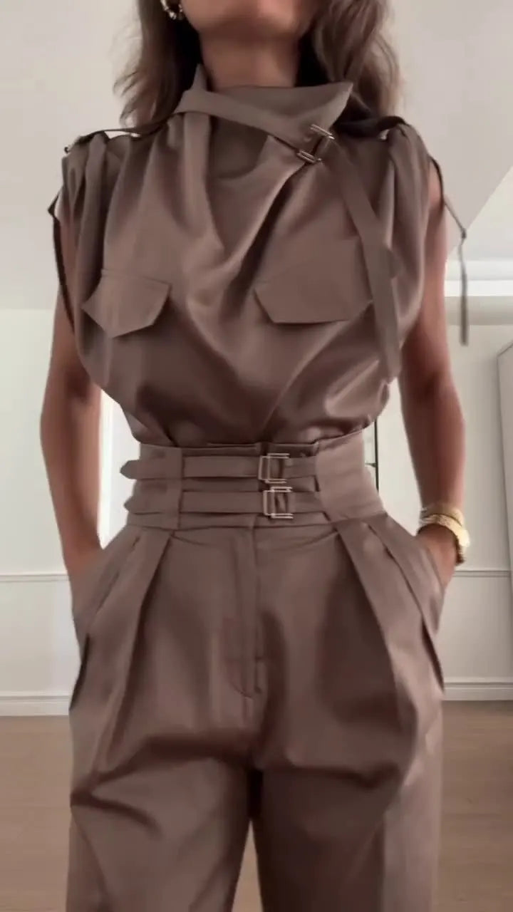 Kazimira – Elegancki komplet bluzka i spodnie