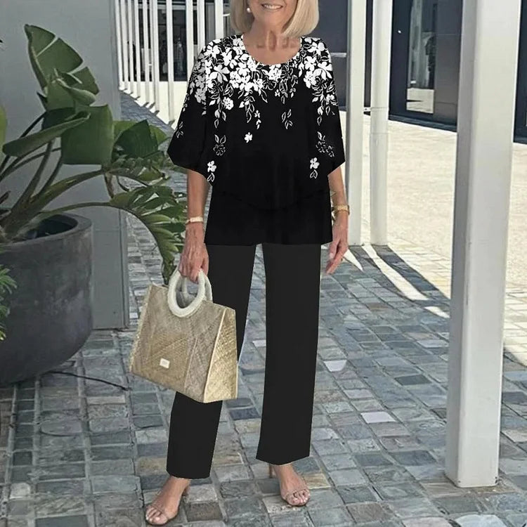 Perpetua – Stylowy dwuczęściowy komplet z nadrukiem