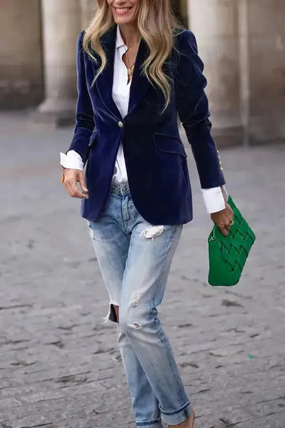 Afrodyta – Elegancka marynarka z aksamitnym wykończeniem