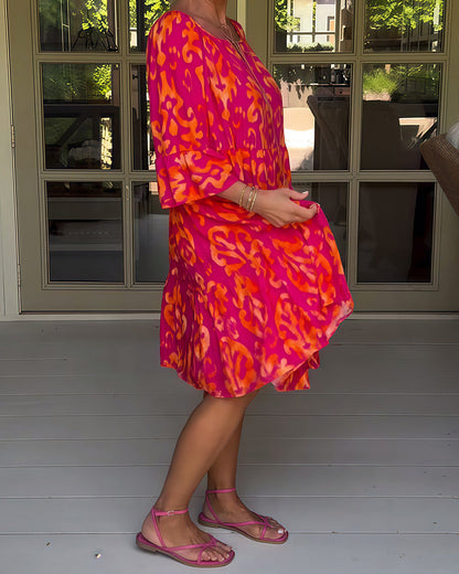 Marisela - Sukienka z nadrukiem i luźnymi rękawami