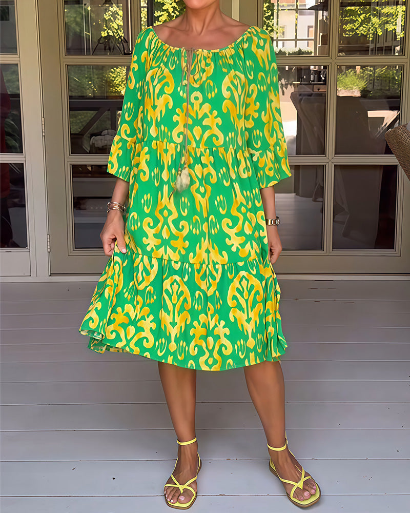 Marisela - Sukienka z nadrukiem i luźnymi rękawami