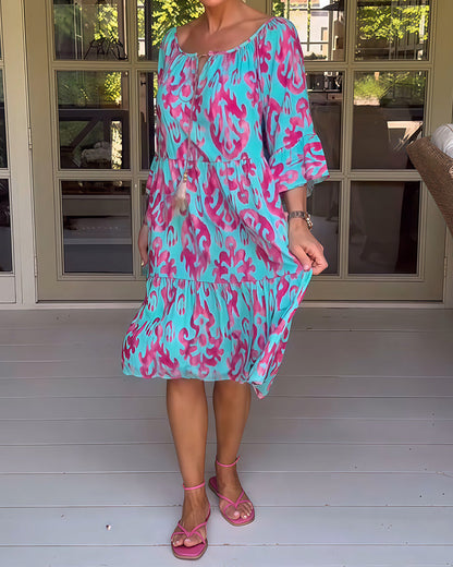 Marisela - Sukienka z nadrukiem i luźnymi rękawami