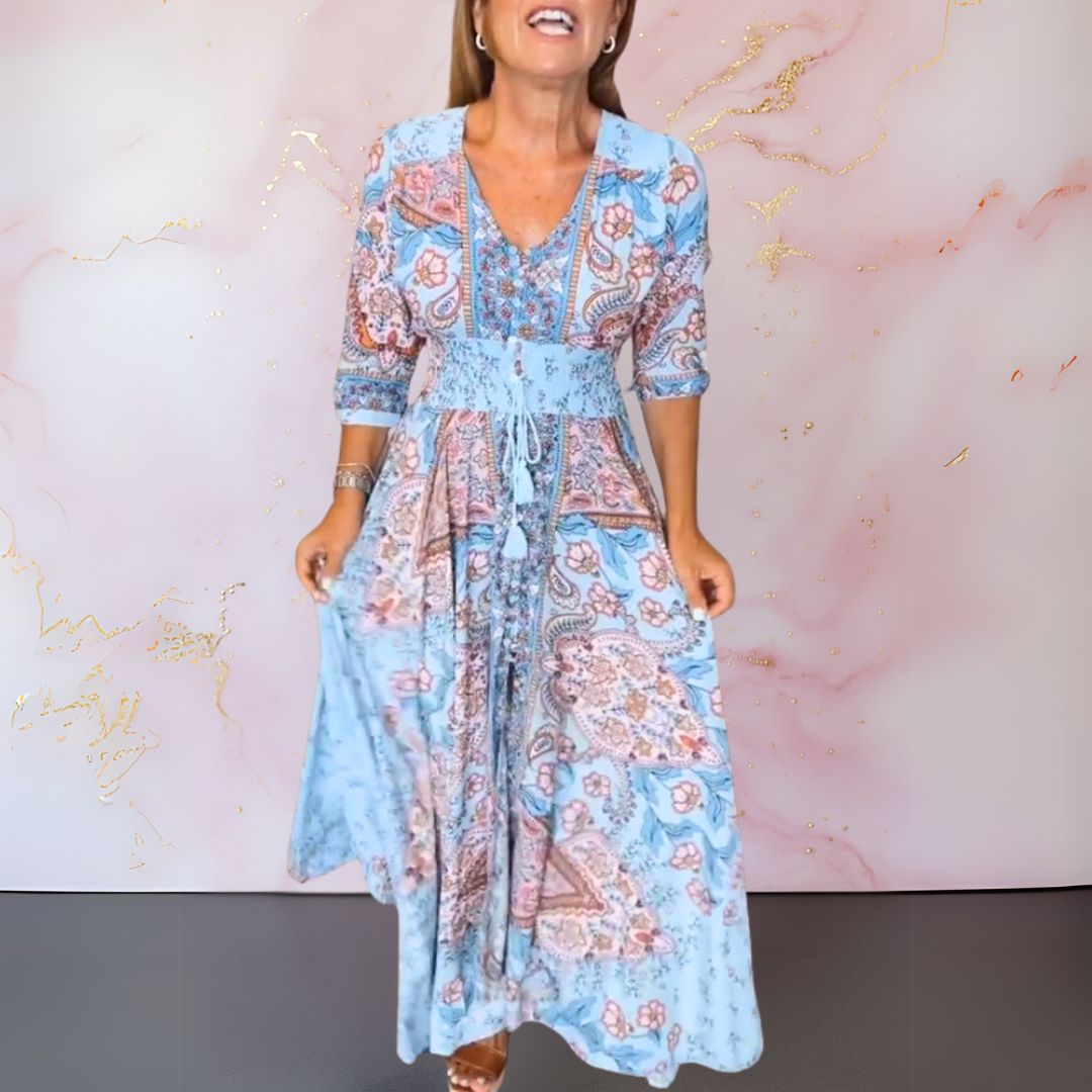 Gertruda – Elegancka letnia sukienka z dekoltem w serek