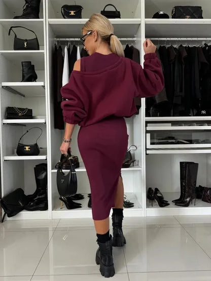 MIŁENA | ELEGANCKI DZIANINOWY KOMPLET TRZYCZĘŚCIOWY