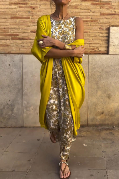 Jadwiga – Elegancka długa sukienka z kardiganem