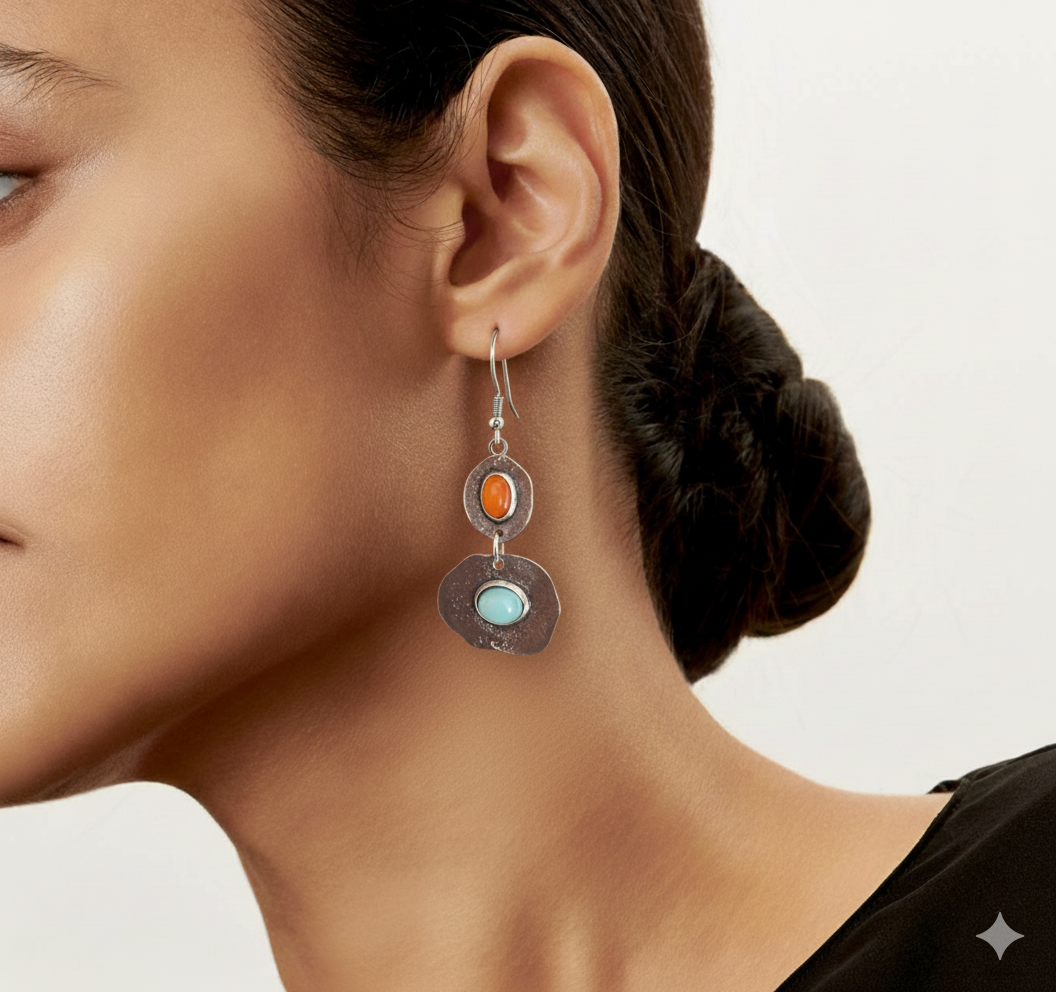 Srebrne kolczyki Natura w stylu vintage