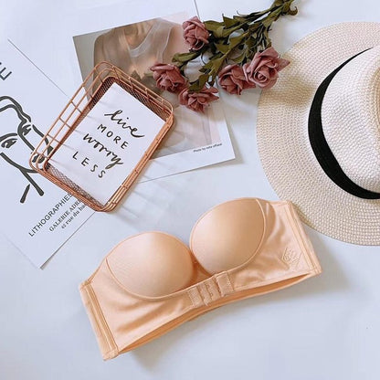 Biustonosz bez ramiączek z podwójnym zapięciem