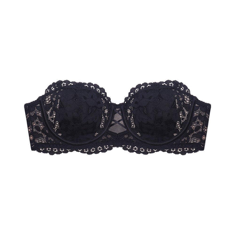 Biustonosz bez ramiączek z elegancką koronką