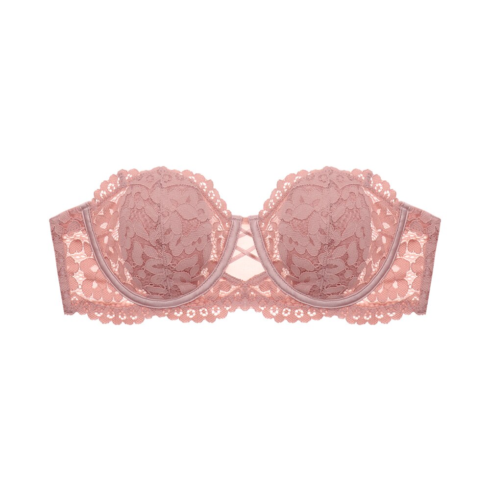 Biustonosz bez ramiączek z elegancką koronką