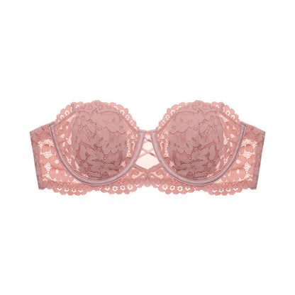 Biustonosz bez ramiączek z elegancką koronką