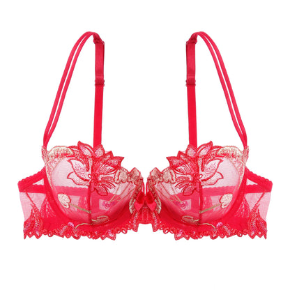 Prześwitujący biustonosz z haftem