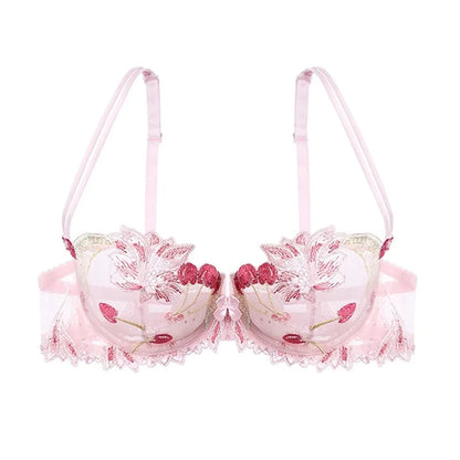 Prześwitujący biustonosz z haftem