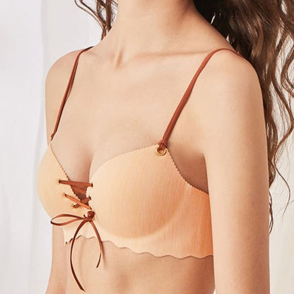 Biustonosz bardotka z ozdobnym wiązaniem