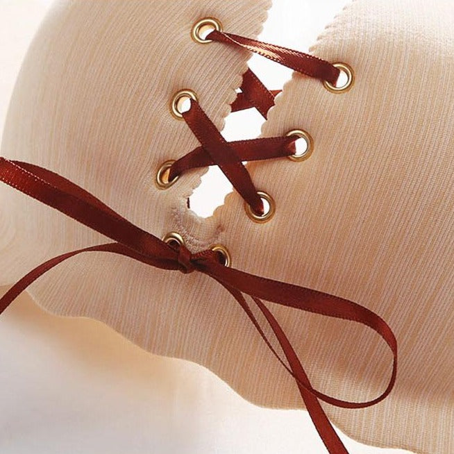 Biustonosz bardotka z ozdobnym wiązaniem