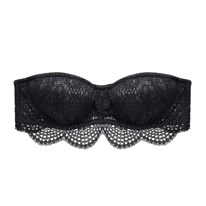 Biustonosz bez ramiączek koronkowy