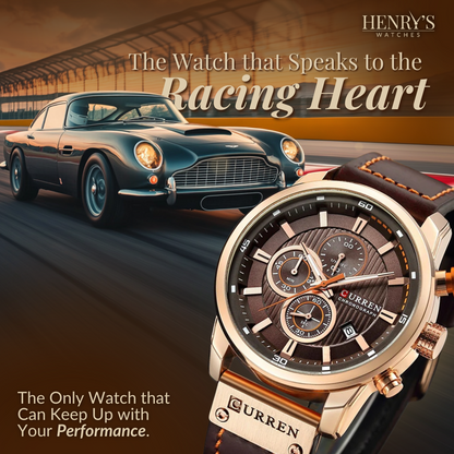 Elegancki zegarek kwarcowy z skórzanym paskiem™ od Olsen & Olsen