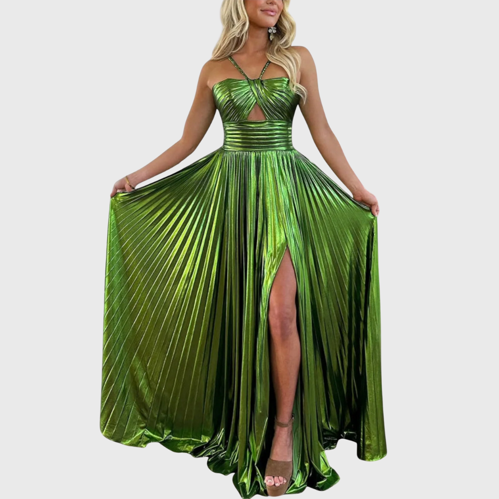 Kariana – Sukienka maxi z metalicznym blaskiem