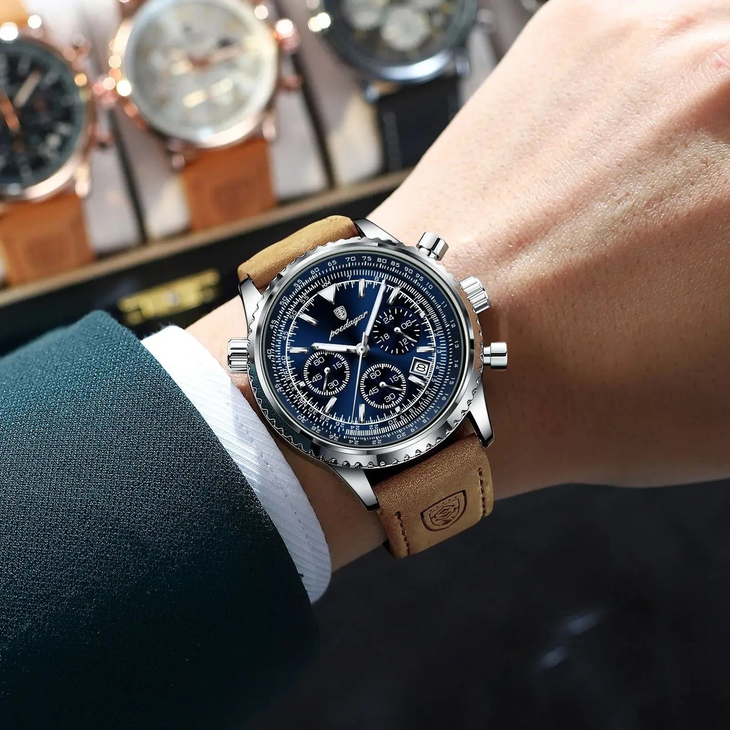 Skórzany zegarek biznesowy