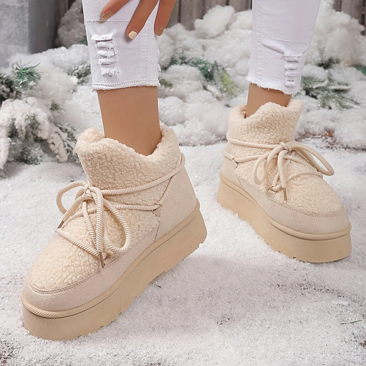 Lena - Botki zimowe na grubej podeszwie