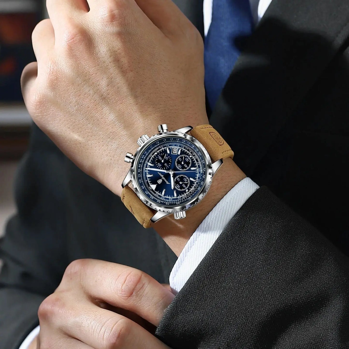 Skórzany zegarek biznesowy