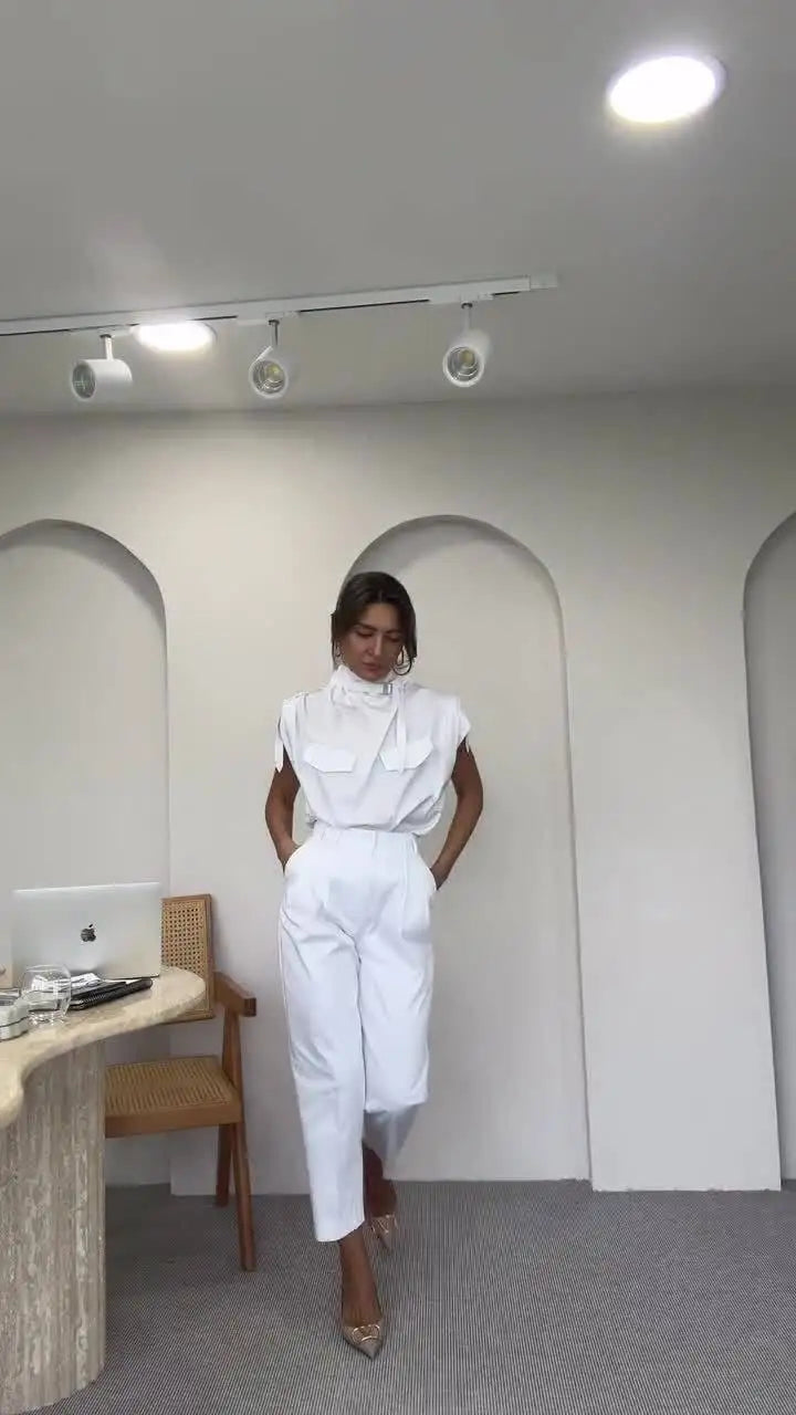 Kazimira – Elegancki komplet bluzka i spodnie