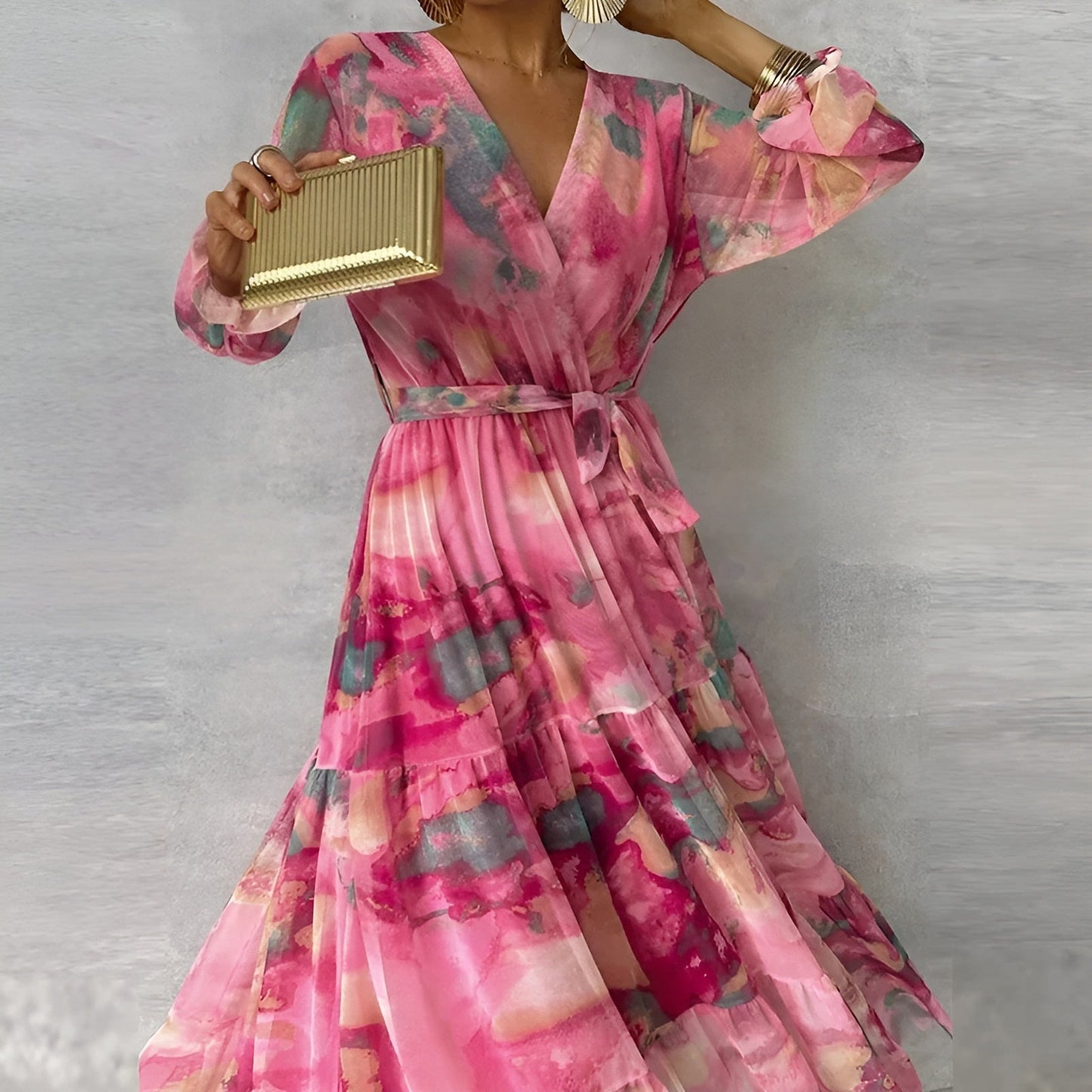 Milada – Elegancka letnia sukienka maxi z paskiem