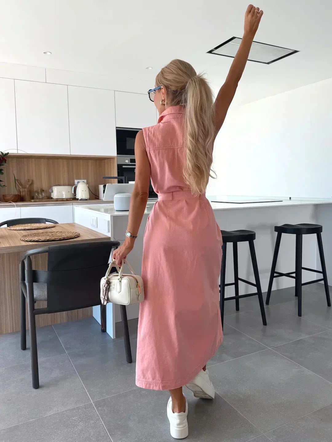 Tajmira – Długa sukienka jeansowa bez rękawów