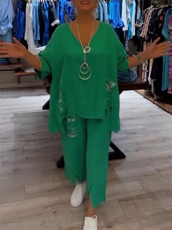 Rosmira – Dwuczęściowy strój letni z szerokimi nogawkami