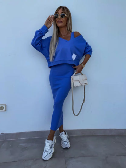 Genowefa – Dopasowany komplet bluzy i spódnicy